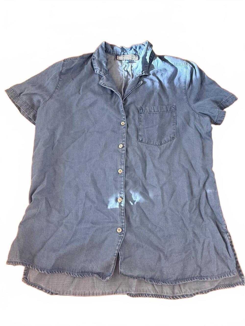 Hester & Orchard Blue Short Sleeve Button-Up Shirt Size Small
